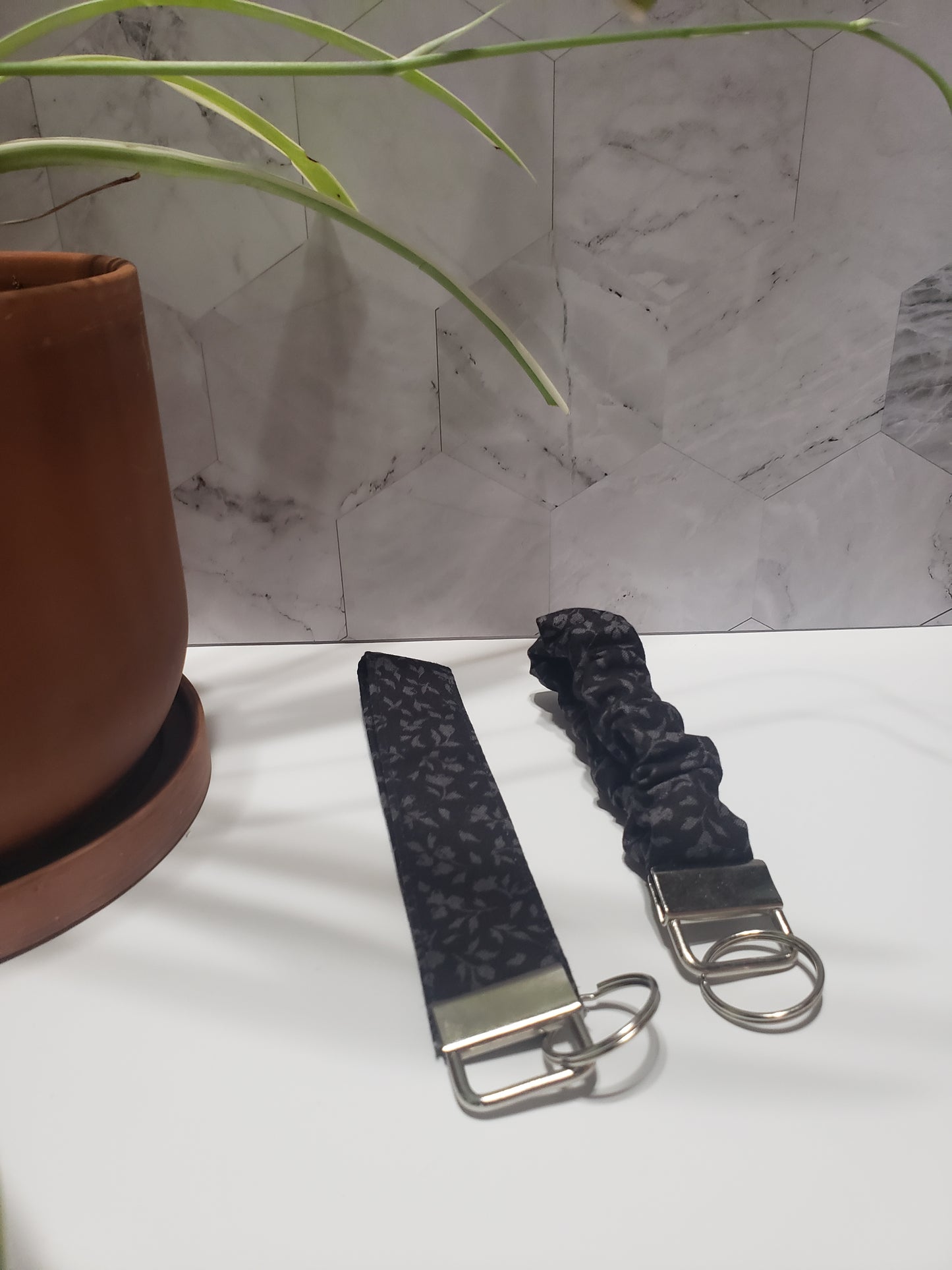 Black Floral Scrunchie Wristlet