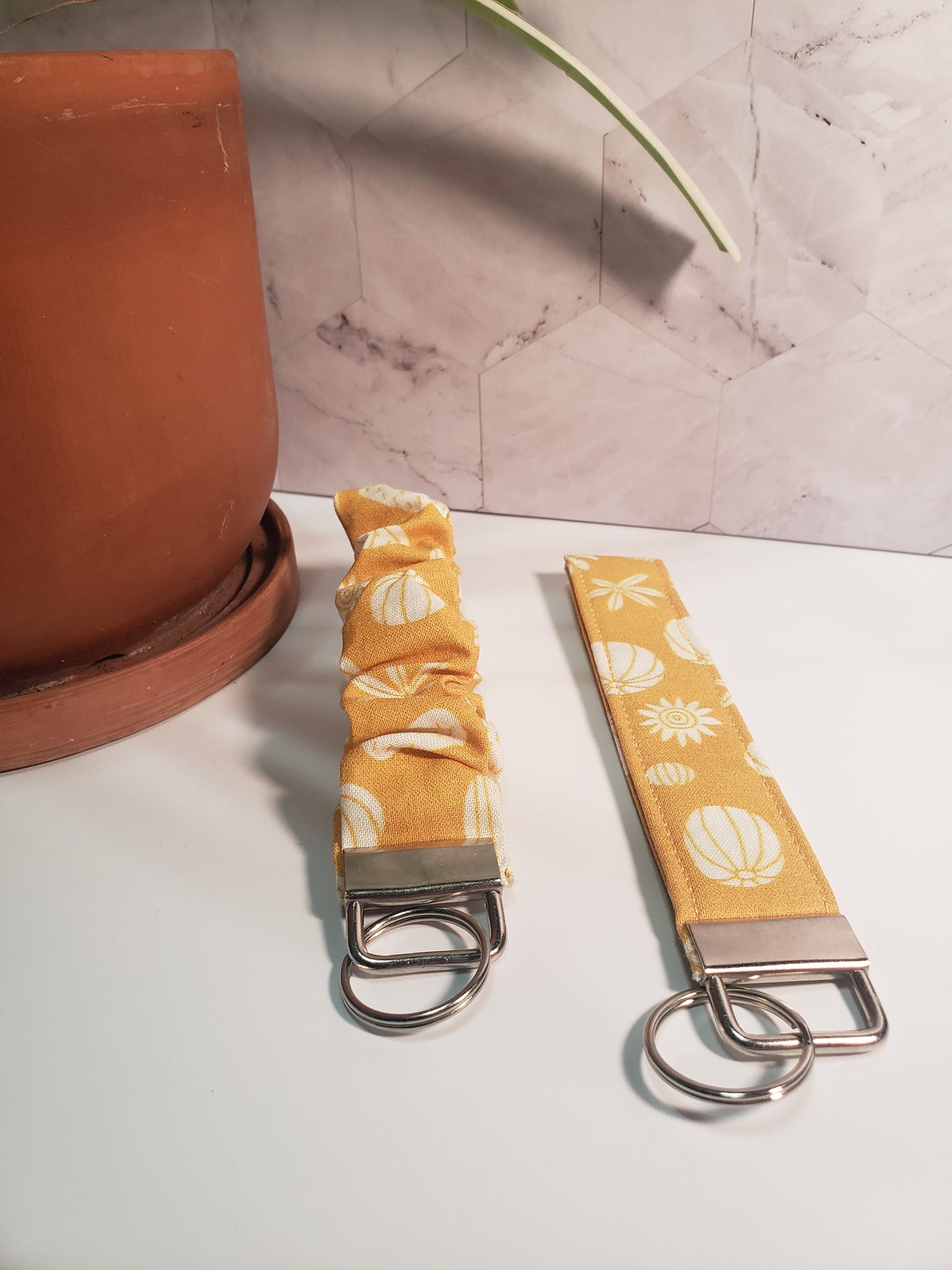 Yellow Cactus Wristlet Keychain