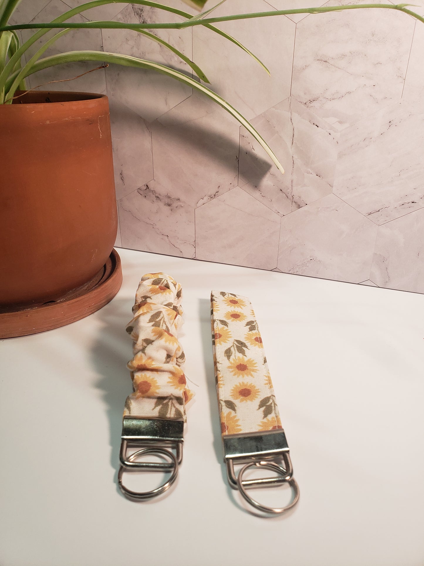 Vintage Sunflower Scrunchie Wristlet