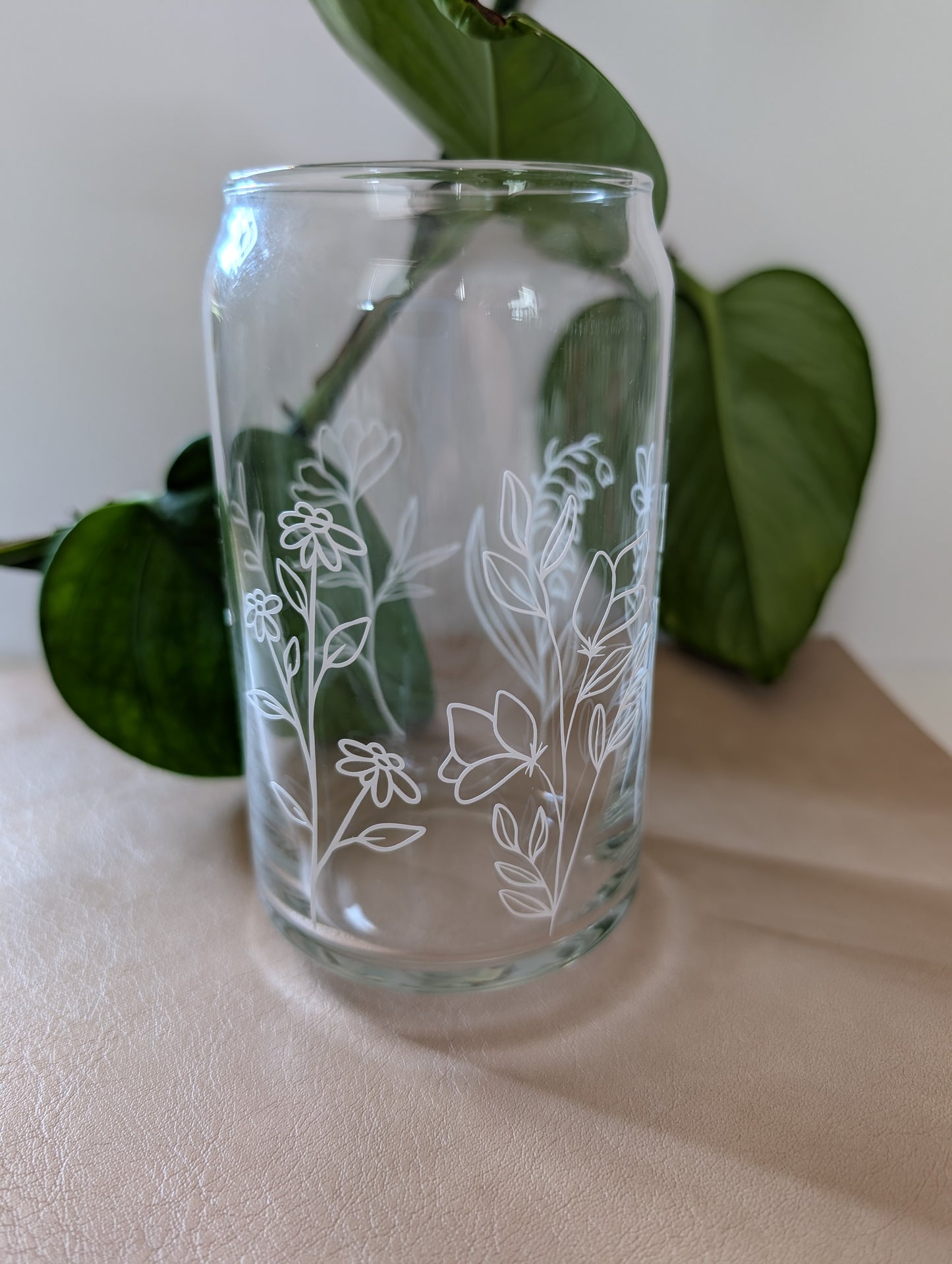 Wildflowers Clear 16 oz Glass Cup