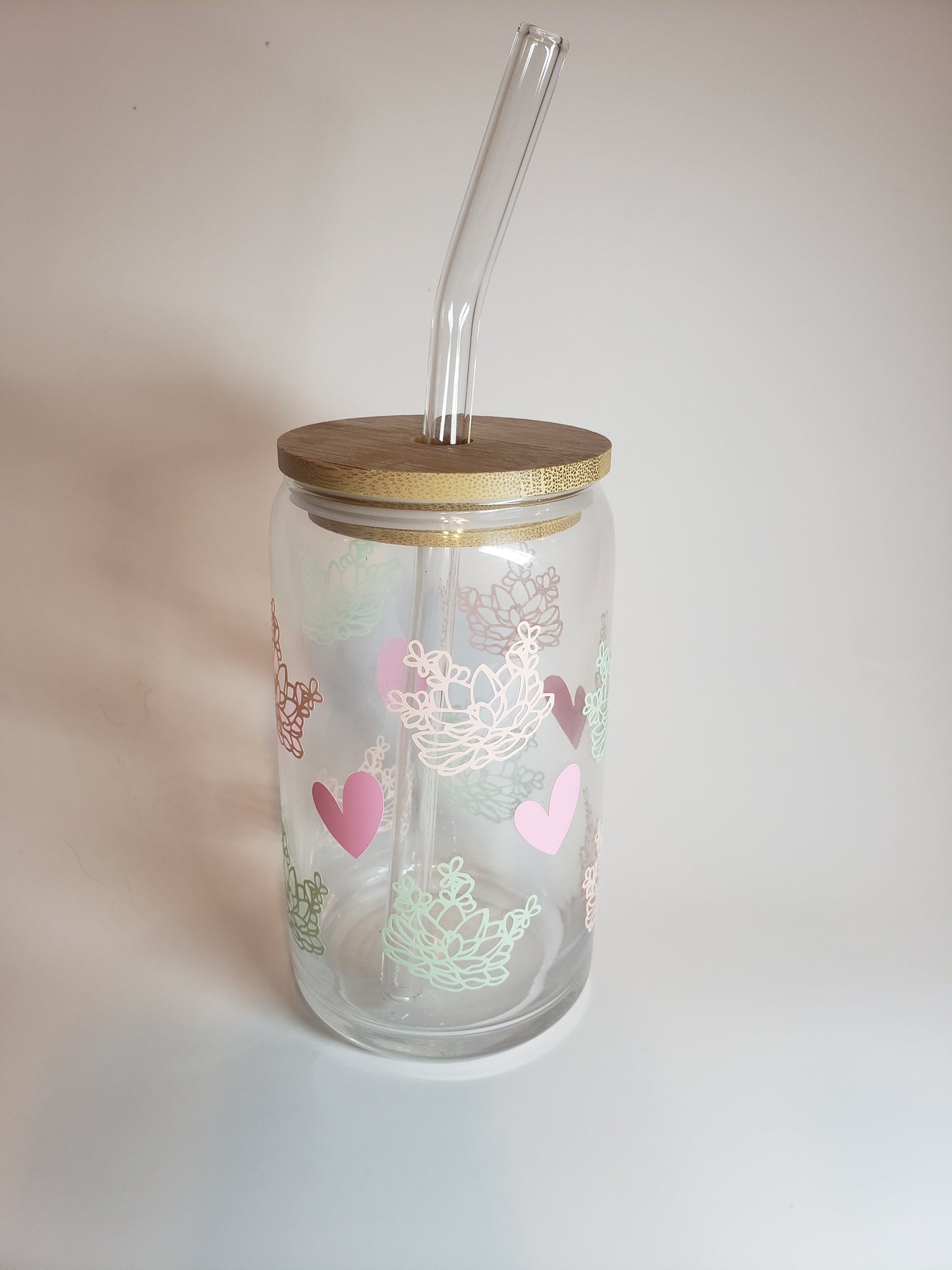 Succulent Clear 16 oz Glass Cup