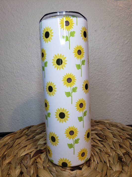 Sunflower Design 20 Oz Skinny Tumbler