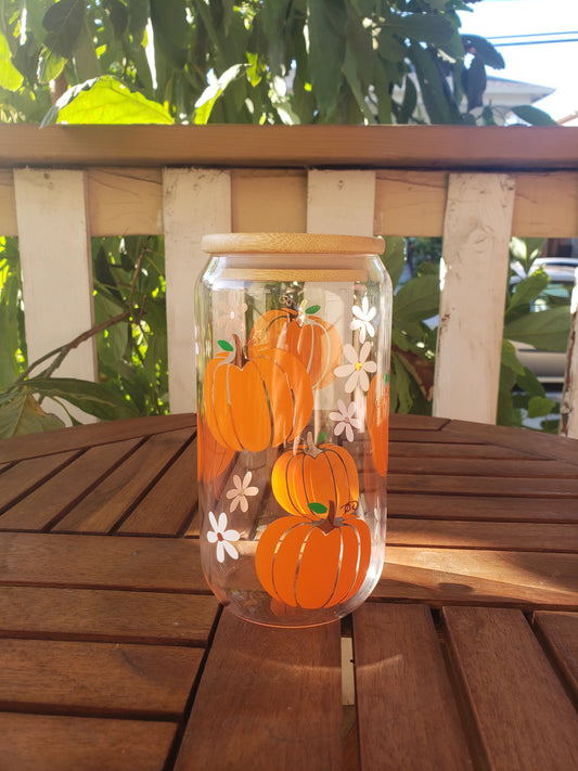 Pumkin 16 oz Glass Cup