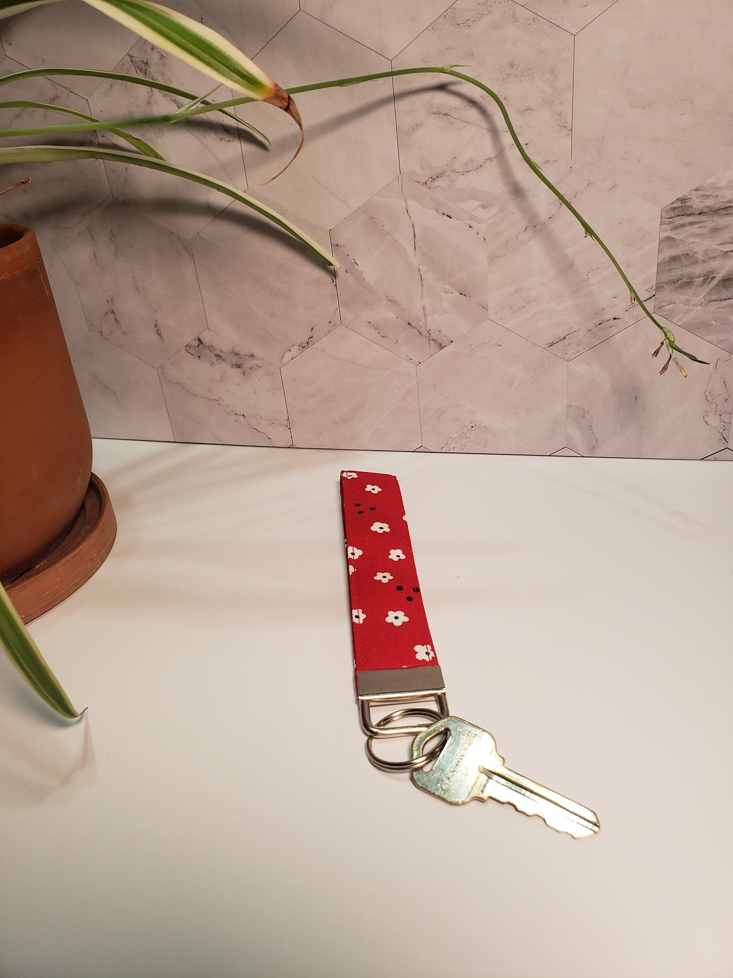 Red Floral Wristlet