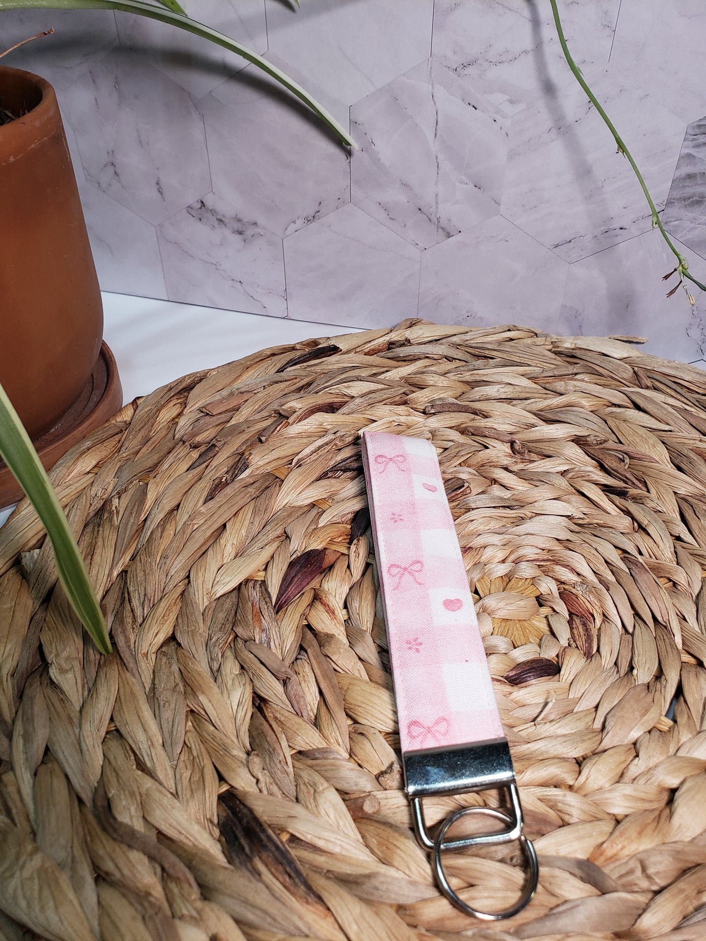 Checkered Coquette Wristlet