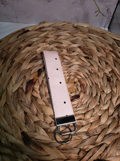 Pink and Black Polka Dot Wristlet Keychain