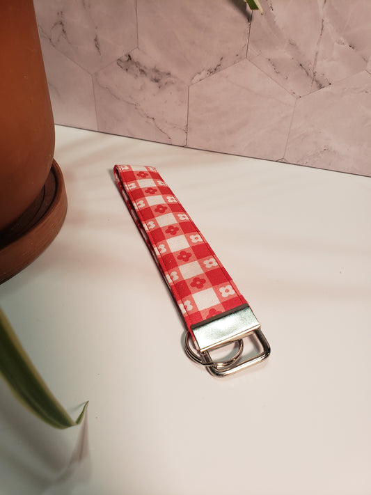 Checkered Floral Wristlet