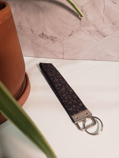 Black Floral Wristlet Keychain