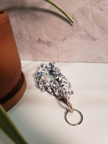 Blue Floral Wristlet