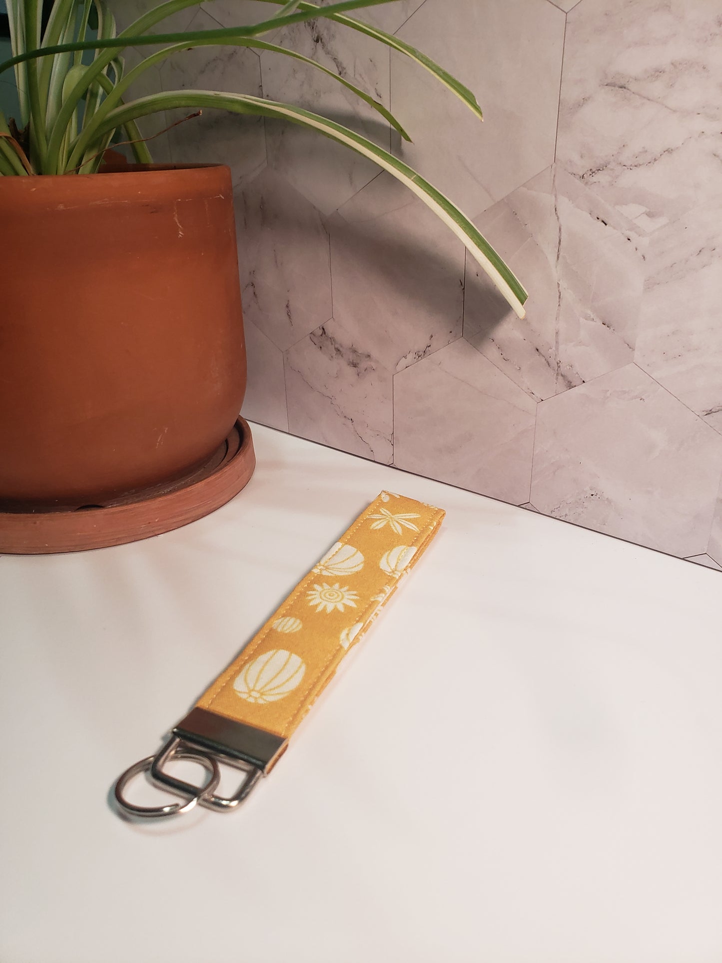 Yellow Cactus Wristlet Keychain