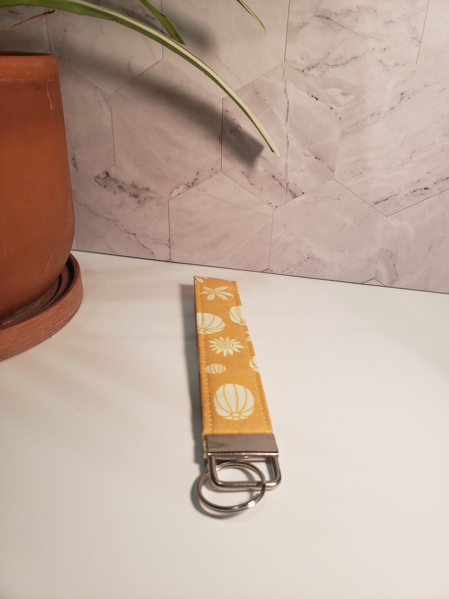 Yellow Cactus Wristlet Keychain