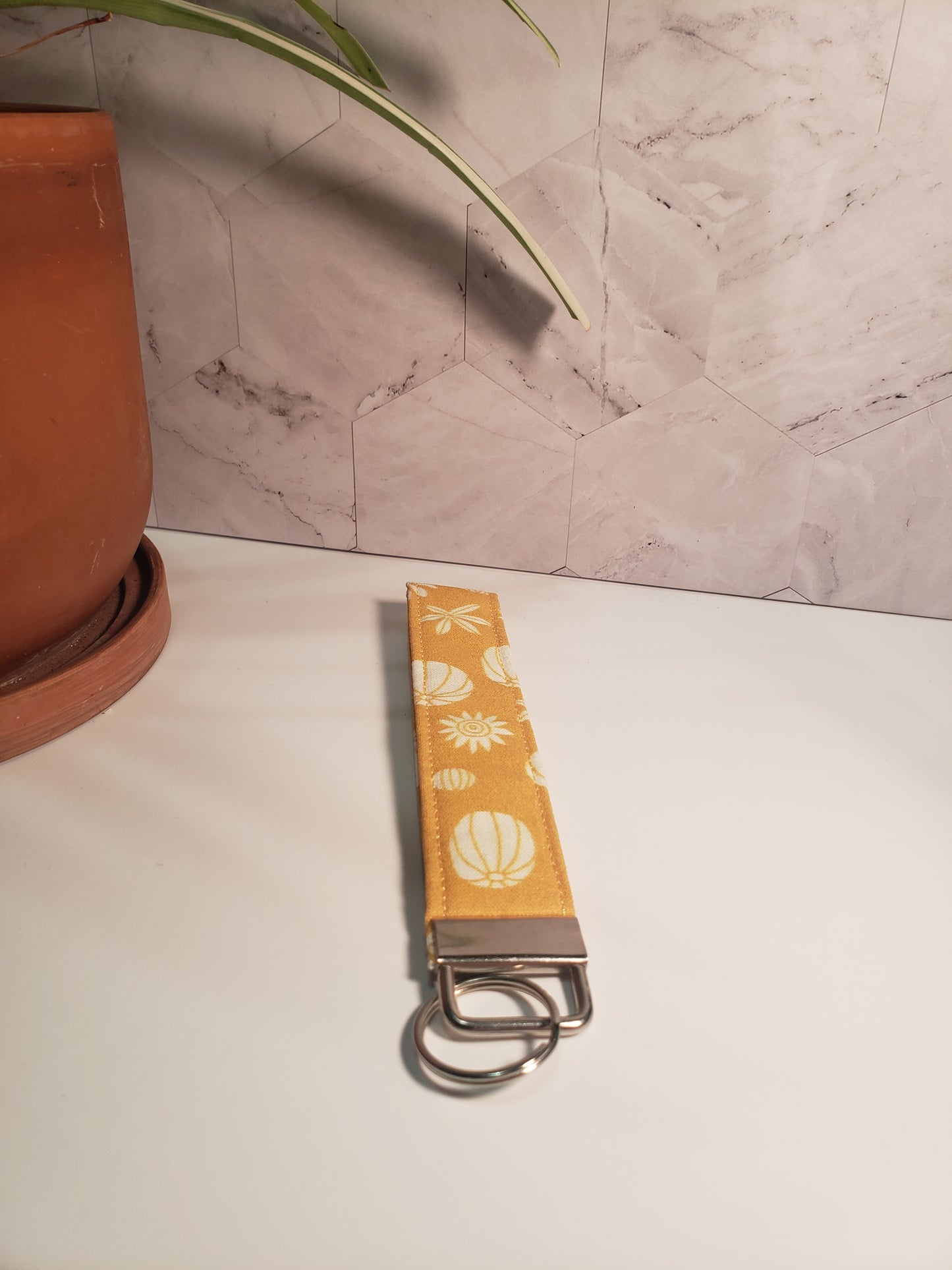 Yellow Cactus Wristlet Keychain