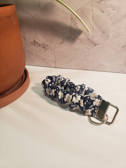 Navy Blue Floral Wristlet