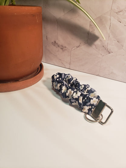 Navy Blue Floral Wristlet