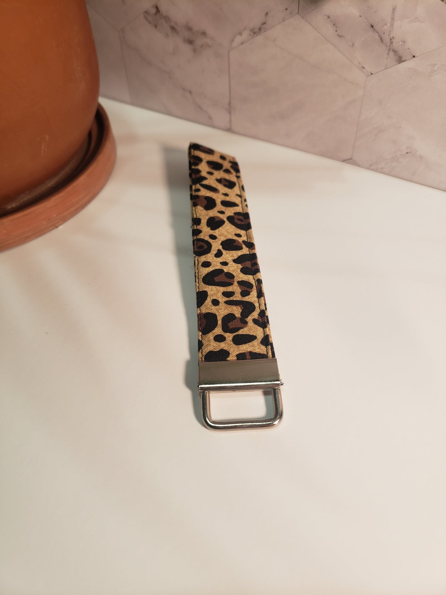 Cheetah Cotton Wristlet Strap