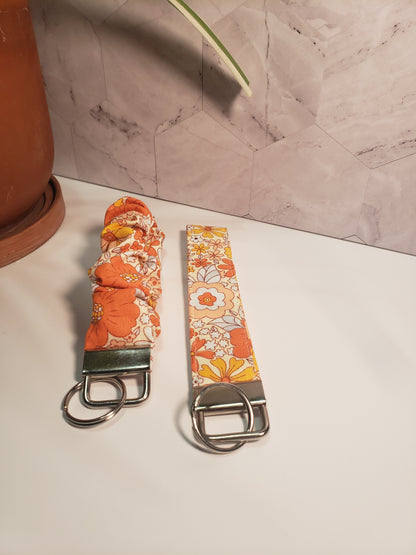 Retro Flower Scrunchie Wristlet