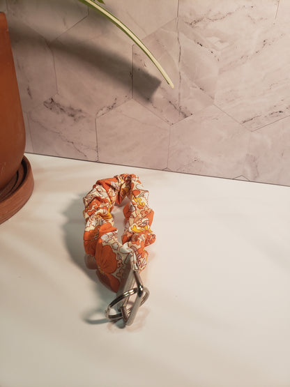 Retro Flower Scrunchie Wristlet