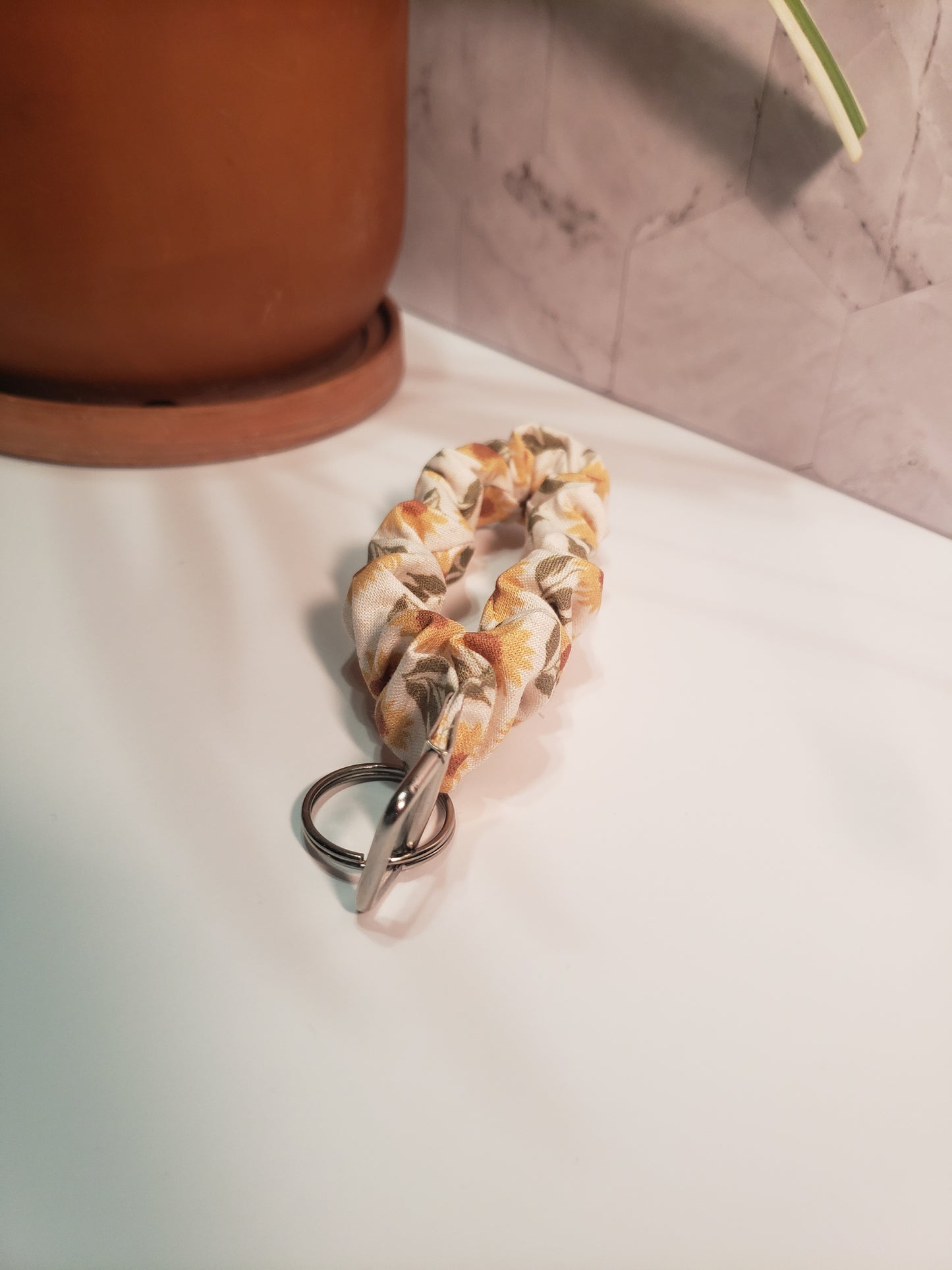 Vintage Sunflower Scrunchie Wristlet