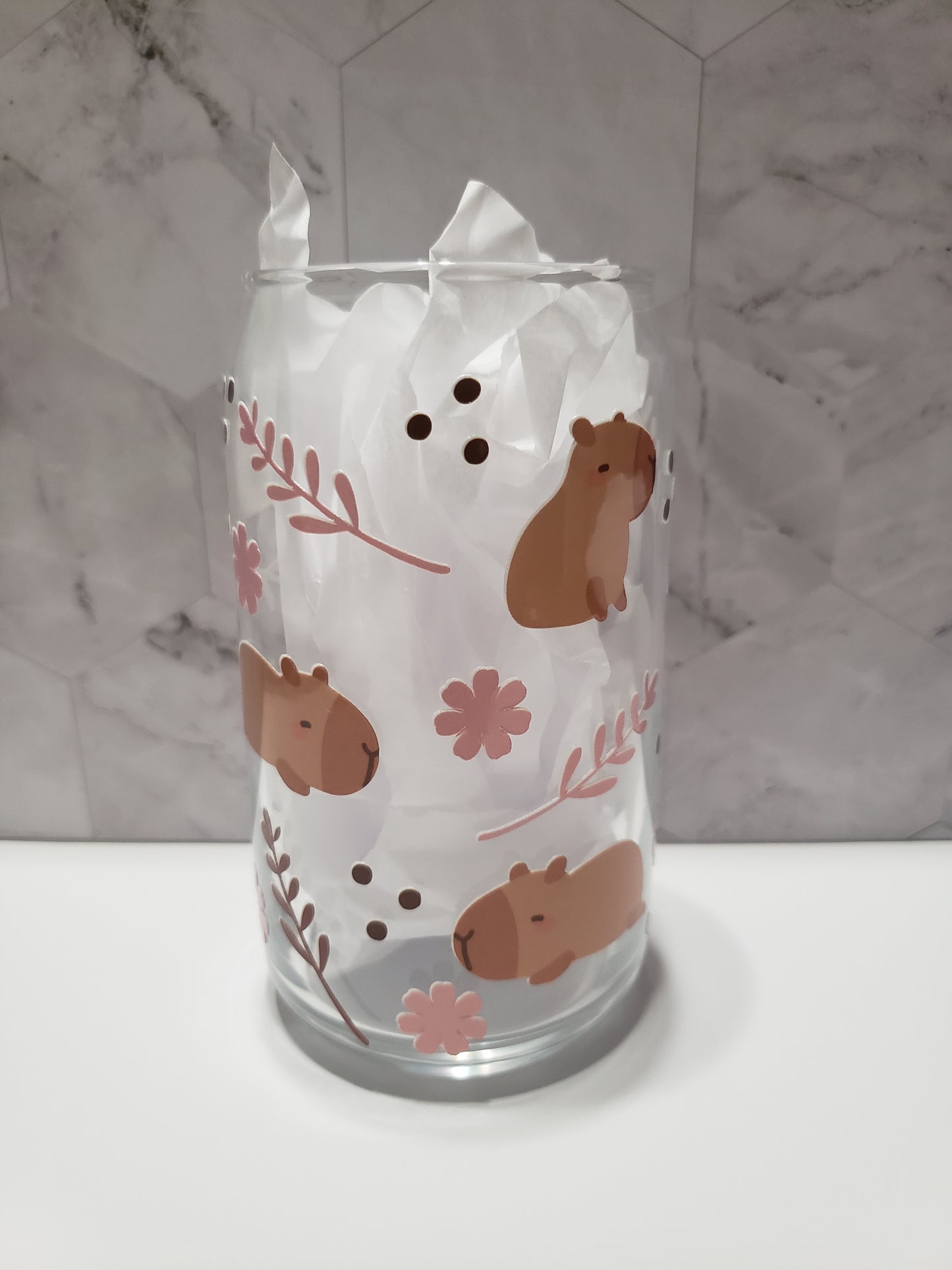 Capybara 16 oz Glass Cup
