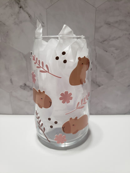 Capybara 16 oz Glass Cup