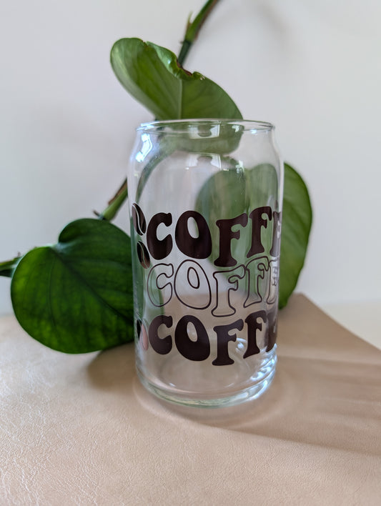 Coffee Lover 16 oz Glass Cup