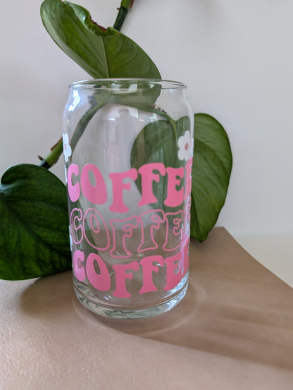 Coffee Lover 16 oz Glass Cup