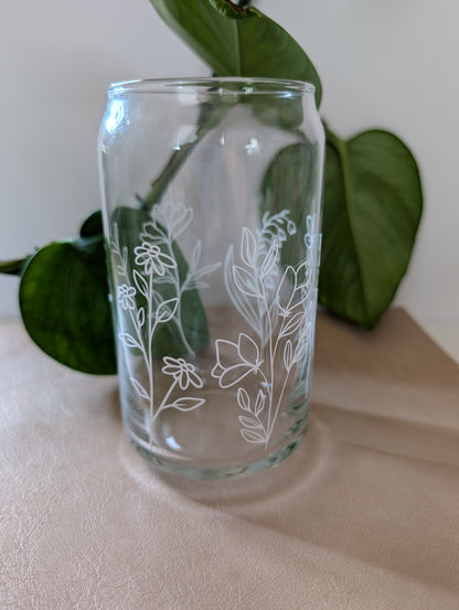 Wildflowers Clear 16 oz Glass Cup
