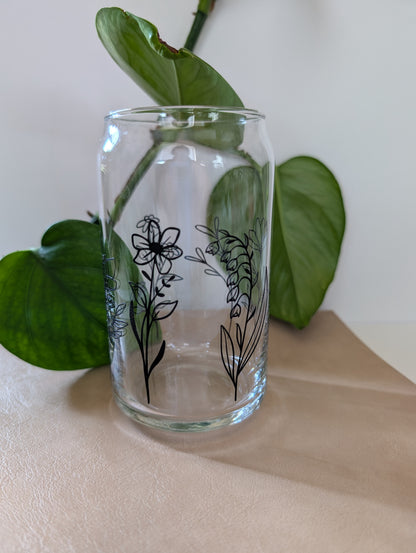 Wildflowers Clear 16 oz Glass Cup