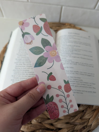 Strawberry and Flower Bookmark