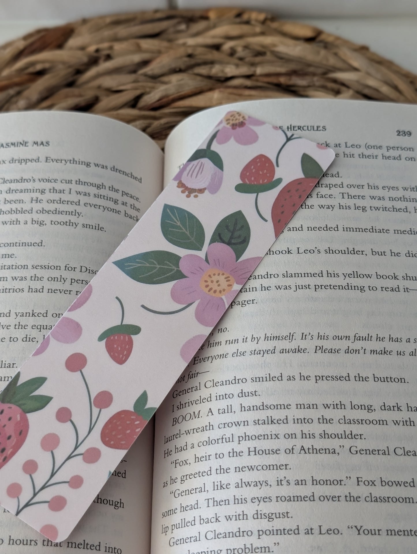 Strawberry and Flower Bookmark